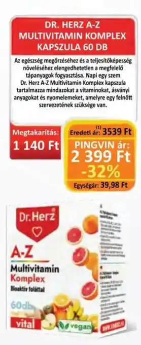 Pingvin Patika Dr. herz a-z multivitamin komplex kapszula ajánlat