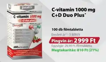 Pingvin Patika C-vitamin 1000 mg c+d due plus ajánlat