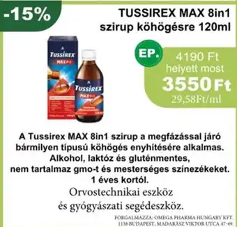 PatikaPlus Tussirex max 8in1 szirup köhögésre ajánlat