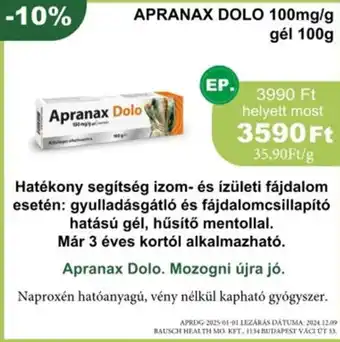 PatikaPlus Apranax dolo 100mg/g gél ajánlat