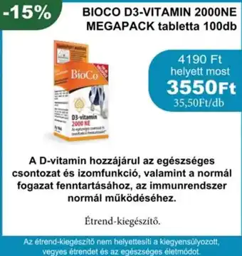 PatikaPlus Bioco d3-vitamin 2000ne megapack tabletta ajánlat