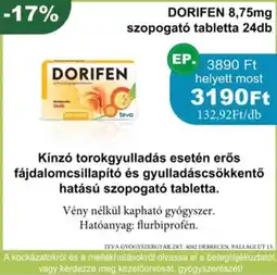 PatikaPlus Dorifen 8,75mg szopogató tabletta ajánlat