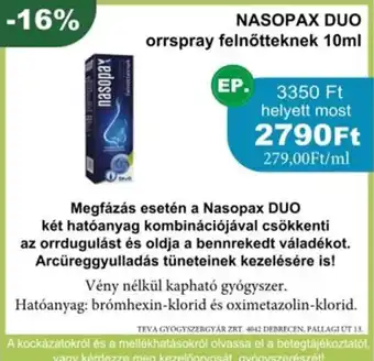 PatikaPlus Nasopax duo orrspray felnőtteknek ajánlat