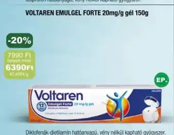 PatikaPlus Voltaren emulgel forte 20mg/g gél ajánlat