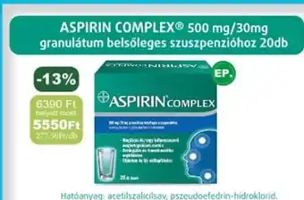 PatikaPlus Aspirin complex 500 mg/30mg granulátum belsőleges szuszpenzióhoz ajánlat