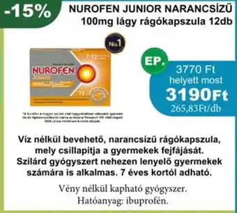 PatikaPlus Nurofen junior narancsízű 100mg lágy rágókapszula ajánlat