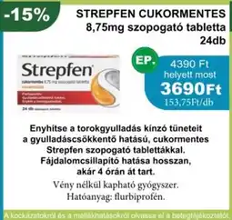 PatikaPlus Strepfen cukormentes -13% 8,75mg szopogató tabletta ajánlat