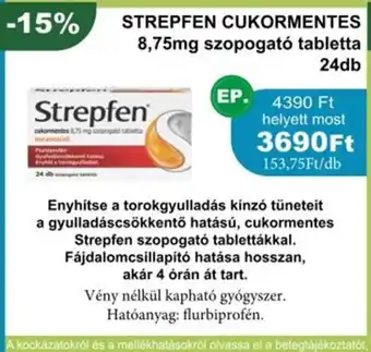 PatikaPlus Strepfen cukormentes -13% 8,75mg szopogató tabletta ajánlat