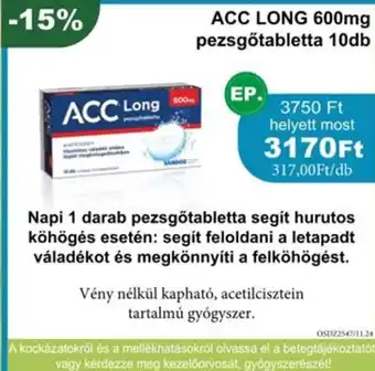 PatikaPlus Acc long 600mg pezsgőtabletta ajánlat