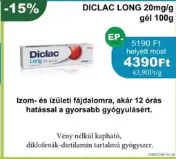 PatikaPlus Diclac long 20mg/g gél ajánlat