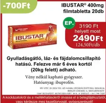 PatikaPlus Ibustar 400mg filmtabletta ajánlat