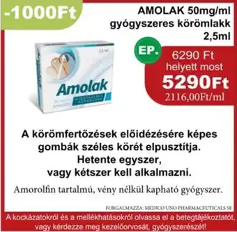 PatikaPlus Amolak 50mg/ml gyógyszeres körömlakk ajánlat