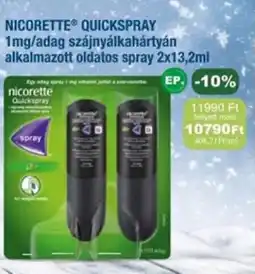 PatikaPlus Nicorette quickspray 1mg/adag szájnyálkahártyán alkalmazott oldatos spray ajánlat