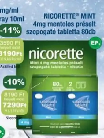 PatikaPlus Nicorette mint 4mg mentolos préselt szopogató tabletta ajánlat