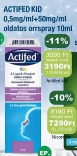 PatikaPlus Actifed kid 0,5mg/ml+50mg/ml oldatos orrspray ajánlat