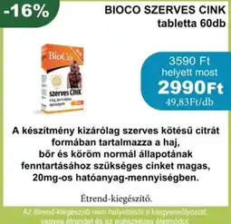 PatikaPlus Bioco szerves cink tabletta ajánlat