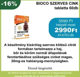 PatikaPlus Bioco szerves cink tabletta ajánlat