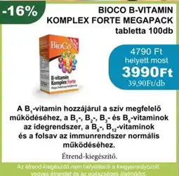 PatikaPlus Bioco b-vitamin komplex forte megapack tabletta ajánlat