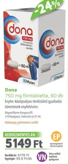 Alma Gyógyszertárak Dona 750 mg filmtabletta ajánlat