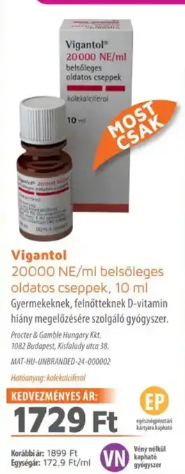 Alma Gyógyszertárak Vigantol 20000 ne/ml belsőleges oldatos cseppek ajánlat