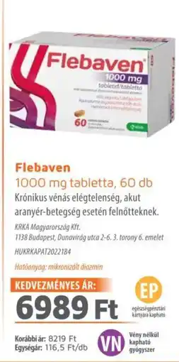 Alma Gyógyszertárak Flebaven 1000 mg tabletta ajánlat