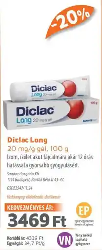 Alma Gyógyszertárak Diciac long 20 mg/g gél ajánlat