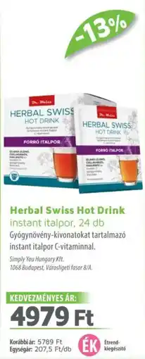 Alma Gyógyszertárak Herbal swiss hot drink instant italpor ajánlat