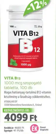 Alma Gyógyszertárak Vita b12 1000 mcg szopogató tabletta ajánlat