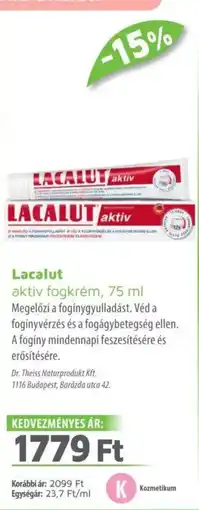 Alma Gyógyszertárak Lacalut aktiv fogkrém ajánlat