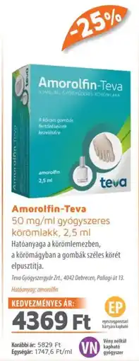 Alma Gyógyszertárak Amorolfin-teva 50 mg/ml gyógyszeres körömlakk ajánlat