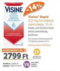 Alma Gyógyszertárak Visine Rapid 0,5 mg/ml oldatos szemcsepp ajánlat