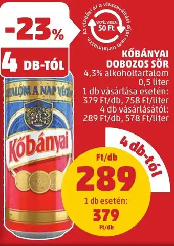 PENNY Kőbányai dobozos sör ajánlat