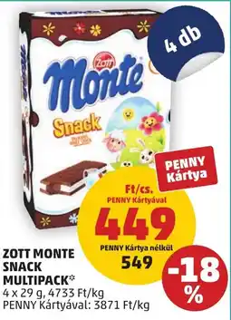 PENNY Zott Monte Snack multipack ajánlat