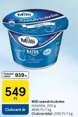 Tesco Milli szendvicskrém ajánlat