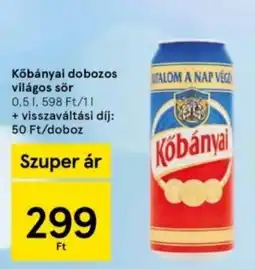 Tesco Kőbányai dobozos világos sör ajánlat