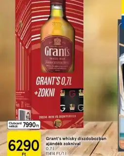 Tesco Grant's whisky díszdobozban ajándék zoknival ajánlat