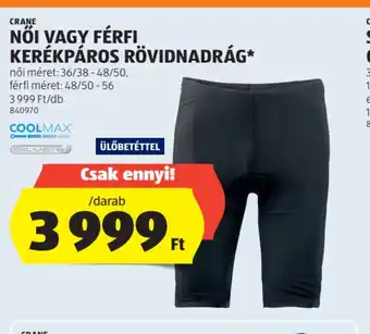 ALDI Crane Női vagy Férfi Kerékpáros Rövidnadrág ajánlat