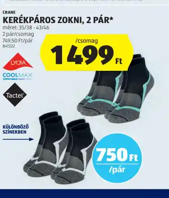 ALDI Crane Kerékpáros Zokni ajánlat