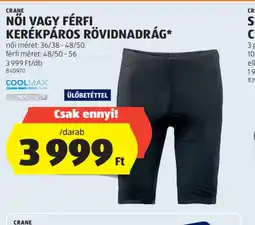 ALDI Crane Női vagy Férfi Kerékpáros Rövidnadrág ajánlat