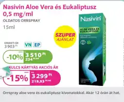 Kulcs Patika Nasivin aloe vera és eukaliptusz 0,5 mg/ml ajánlat