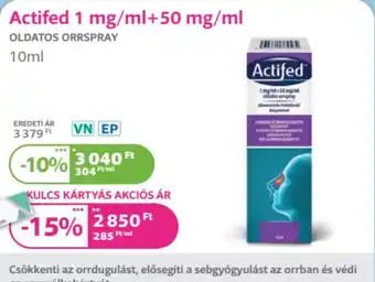 Kulcs Patika Actifed 1 mg/ml+50 mg/ml ajánlat