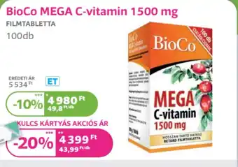 Kulcs Patika BioCo MEGA C-vitamin 1500 mg ajánlat