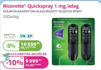 Kulcs Patika Nicorette quickspray 1 mg/adag ajánlat