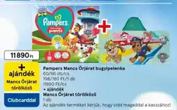 Tesco Pampers mancs őrjárat bugyipelenka + mancs őrjárat törölköző ajánlat