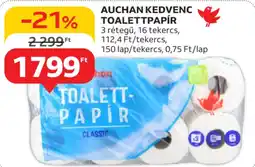 Auchan Auchan Kedvenc toalettpapír ajánlat