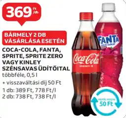 Auchan Coca-Cola, Fanta, Sprite, Sprite Zero, Kinley ajánlat