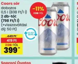 Interspar Coors sör dobozos ajánlat
