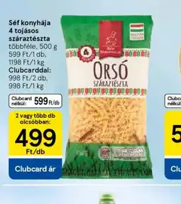 Tesco Séf konyhája Ors Száraztészta ajánlat