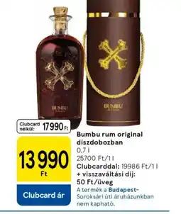 Tesco Bumbu rum original díszdobozban ajánlat