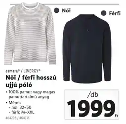 Lidl Esmara/Livergy női / férfi hosszú ujjú póló ajánlat